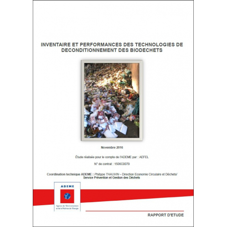 Inventaire et performances des technologies de deconditionnement des biodechets