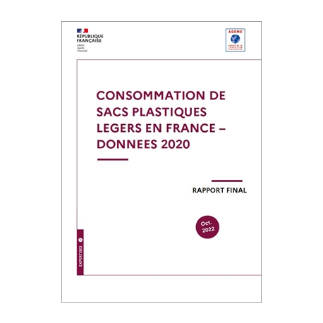 Consommation de sacs plastiques légers en France - Données 2020