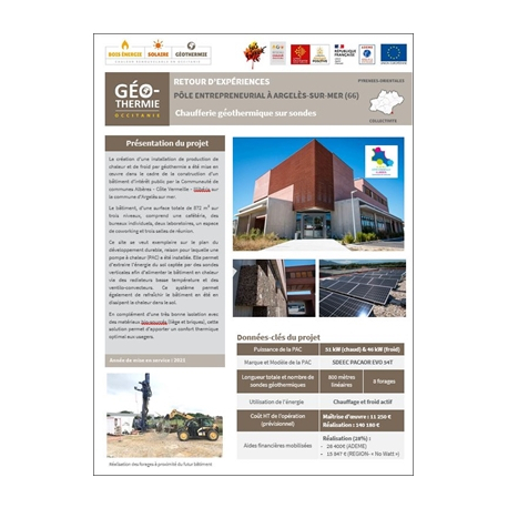 Chaufferie géothermique sur sondes. Pôle entrepreneurial à Argelès-sur-Mer (66)