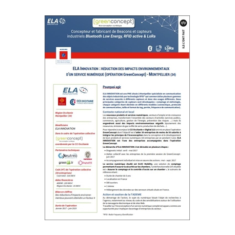 ELA Innovation : réduction des impacts environnementaux d'un service numérique (opération GreenConcept). Montpellier (34)