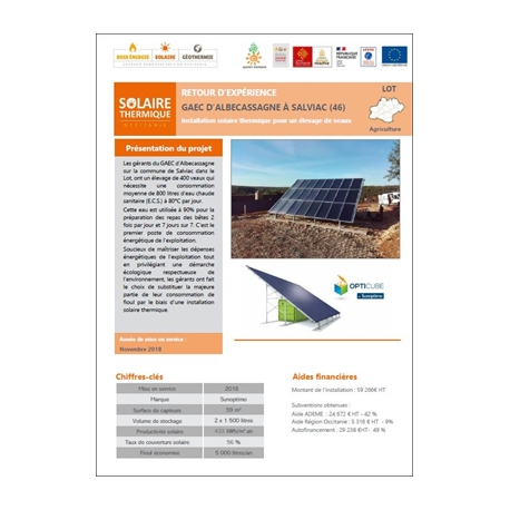 GAEC d'Albecassagne à Salviac (46). Installation solaire thermique pour un élevage de veaux
