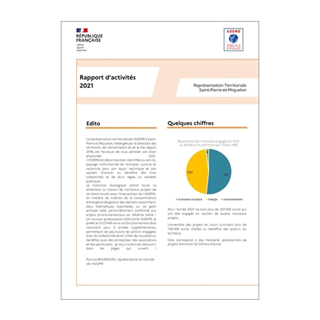 Rapport activités 2021 - ADEME Saint-Pierre-et-Miquelon