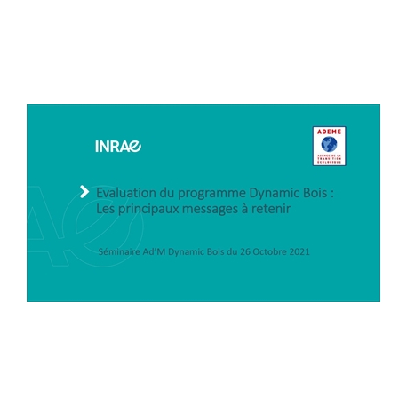 Ad'M DYNAMIC BOIS : Evaluation du programme par INRAE