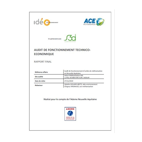 SAS Adour-Méthanisation : Audit de fonctionnement de 6 unités de méthanisation en Nouvelle Aquitaine
