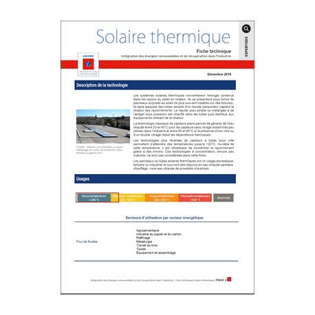 Fiche technique du Solaire thermique dans l'industrie - La librairie ADEME