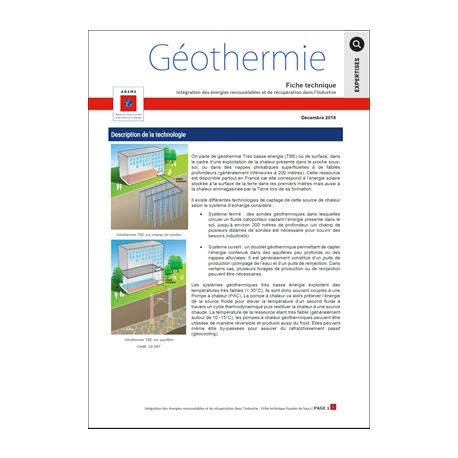 Fiche technique de la Géothermie dans l'industrie