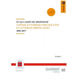 Evaluation du dispositif conseil en énergie partagé (CEP) en Auvergne-Rhône-Alpes 2009-2017