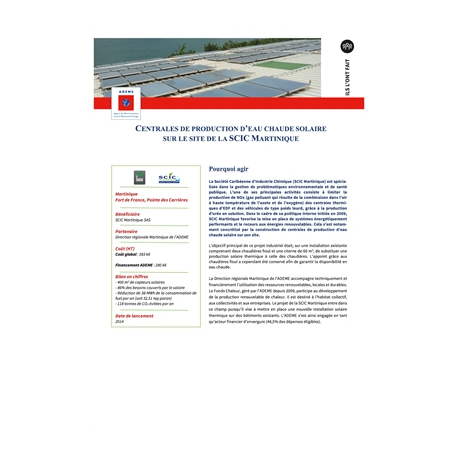 Centrale de production d'eau chaude solaire sur le bâtiment de la SCIC Martinique