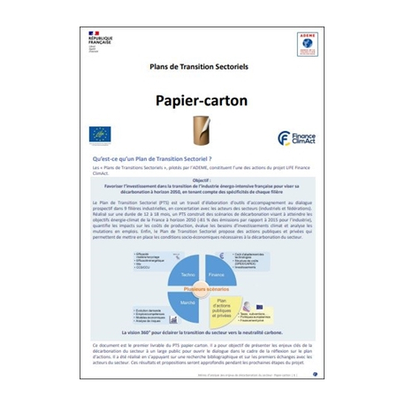 Papier carton - mémo d'analyse des enjeux de décarbonation du secteur