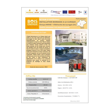 Installation biomasse à la clinique Monié à Villefranche-de-Lauragais (31)