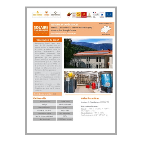 EHPAD Les Airelles - Vernet-les-Bains (66). Association Joseph Sauvy. Installation solaire thermique