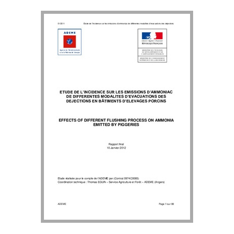 Etude de l'incidence sur les émissions d'ammoniac de différentes modalités d'évacuation des déjections en bâtiment d'élevages porcins