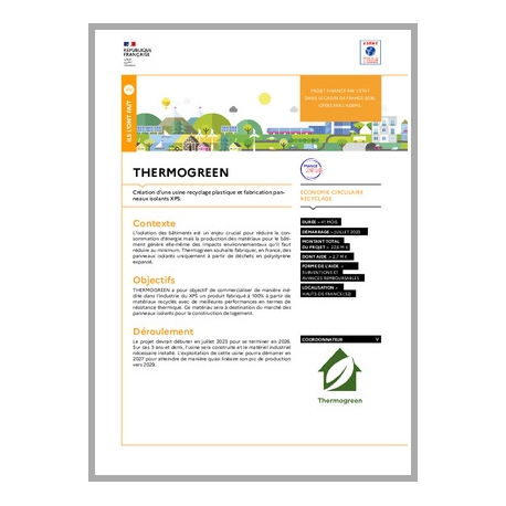 THERMOGREEN - Création usine de recyclage plastique et fabrication de panneaux isolants