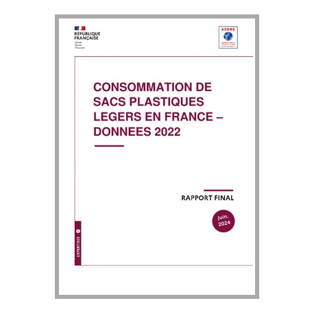 Consommation de sacs plastique légers en France - Données 2022