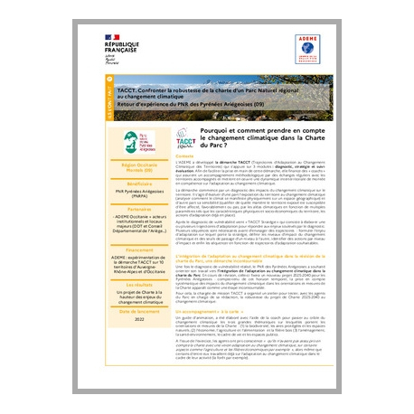 TACCT. Confronter la robustesse de la charte d'un Parc Naturel Régional au changement climatique