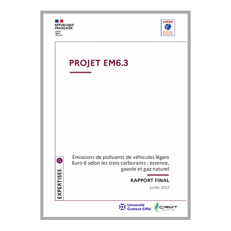Émissions de polluants de véhicules légers Euro 6 selon les trois carburants : essence, gazole et gaz naturel