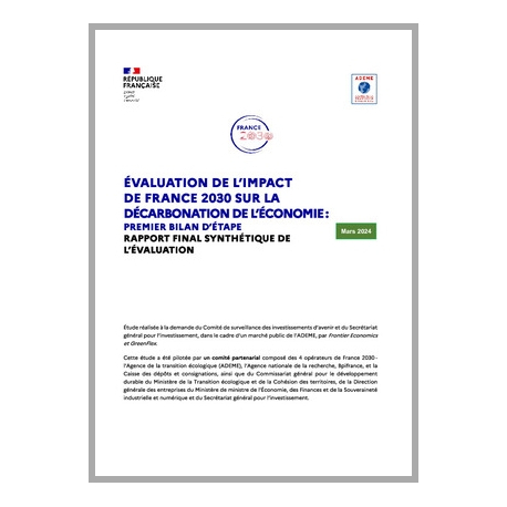 SUIVI ET ÉVALUATION DES IMPACTS DU PLAN FRANCE 2030 EN MATIÈRE DE DÉCARBONATION DE L'ÉCONOMIE