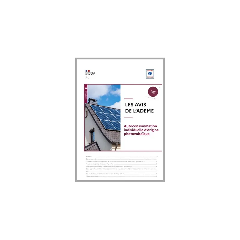 La librairie ADEME - Avis de l'ADEME sur l'autoconsommation ...