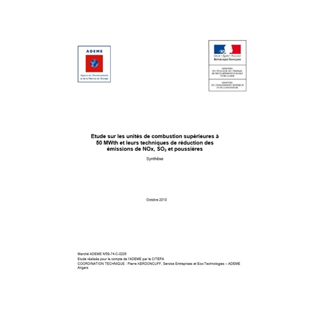 Étude sur les unités de combustion et leurs techniques de réduction des émissions de NOx, SO2 et poussières