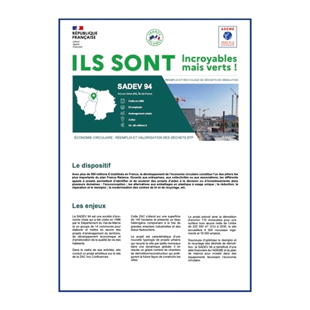 ILS SONT Incroyables mais Verts - SADEV94- Réemploi et recyclage des déchets de démolition