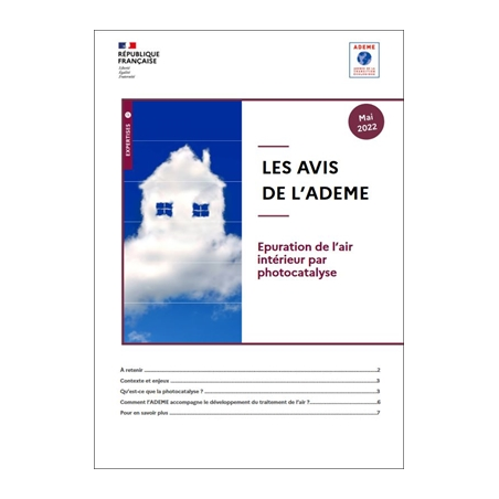 AVIS de l'ADEME : Epuration de l'air intérieur par photocatalyse