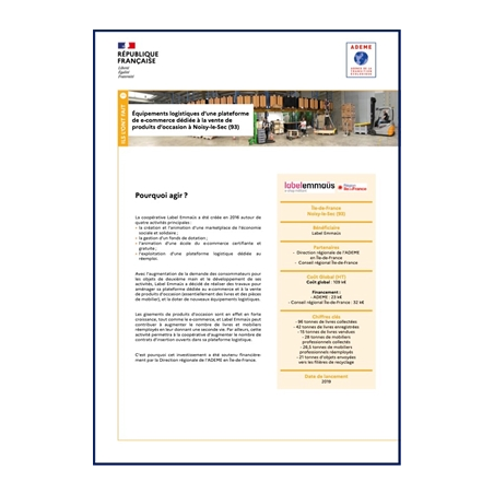 Equipements logistiques d'une plateforme de e-commerce dédiée à la vente de produits d'occasion à Noisy-Le-Sec (93)