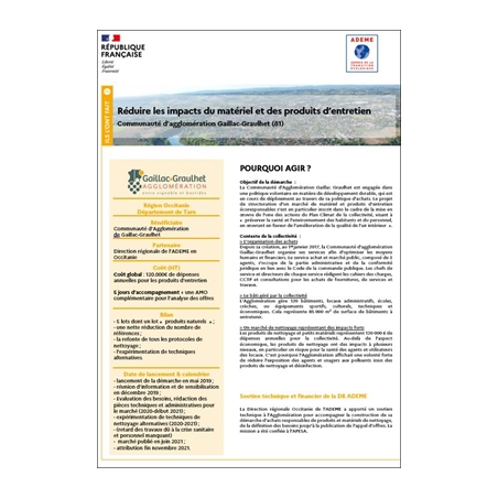 Réduire les impacts du matériel et des produits d'entretien. Communauté d'agglomération Gaillac-Graulhet (81)