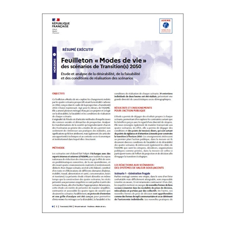 Prospective - Transitions 2050 - Résumé exécutif Modes de vie