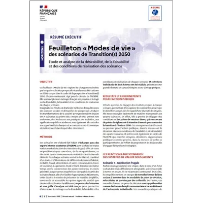 Prospective - Transitions 2050 Saison 1 - Résumé exécutif Modes de vie