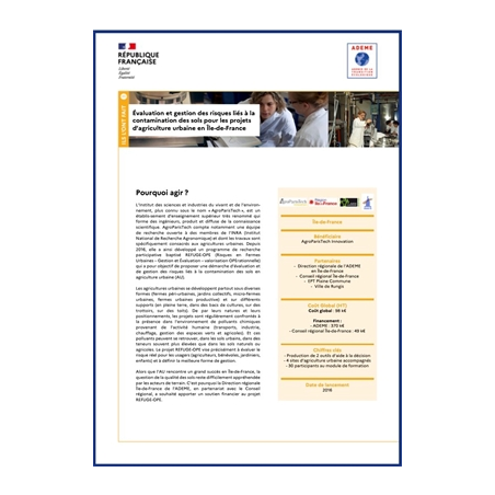 Evaluation et gestion des risques pour les projets d'agriculture urbaine en Ile-de-France