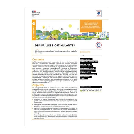 Défi paillages - Développement de paillages biostimulants en fibres végétales françaises
