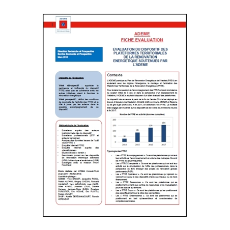 Évaluation du dispositif des Plateformes territoriales de la rénovation énergétique soutenues par l'ADEME