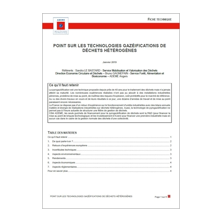 Technologies gazéifications de déchets hétérogènes