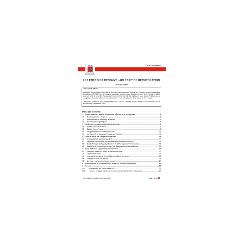 La librairie ADEME - Energies renouvelables et de récupération