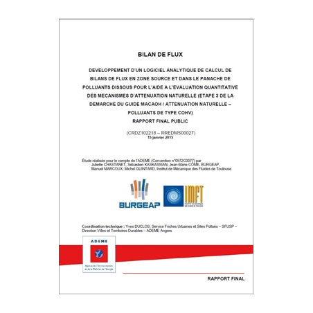 Outil de calcul pour les bilans de flux dans les zones sources et les panaches de polluants dissous