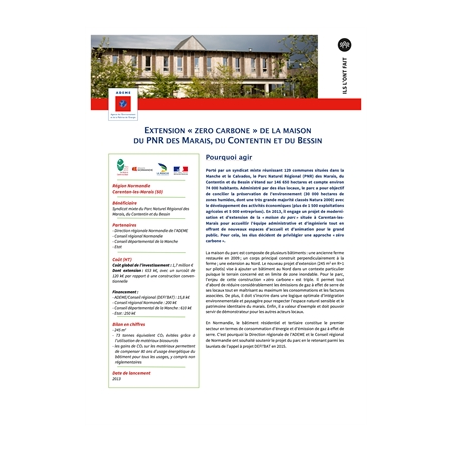 Extension zéro Carbone de la maison du PNR des Marais, du Cotentin et du Bessin (50)