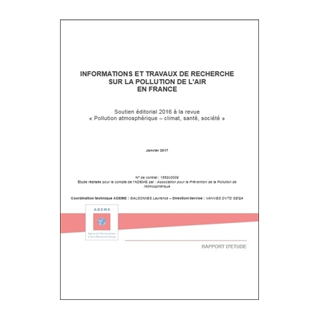 Informations et travaux de recherche en France sur la pollution atmosphérique