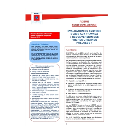Evaluation du système d'aide aux travaux "Reconversion des friches urbaines polluées"