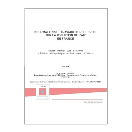 Informations et travaux de recherche sur la pollution de l'air en France