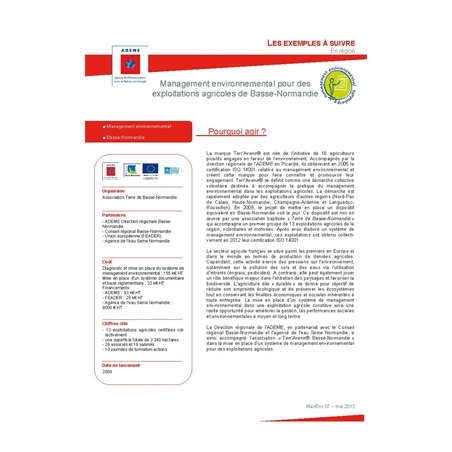Management environnemental pour des exploitations agricoles de Basse-Normandie