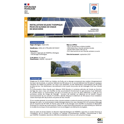 Installation solaire thermique pour un élevage de veaux de boucherie à Naizin (56) - Bretagne