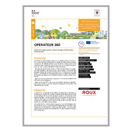 OPERATEUR 360 - Extension, modernisation, création de ligne de fabrication Ossatures Bois
