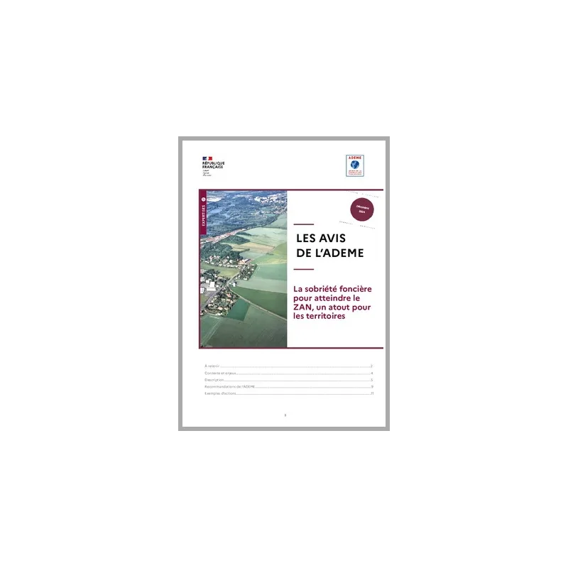 La librairie ADEME - AVIS de l'ADEME : La sobriété foncière pour ...