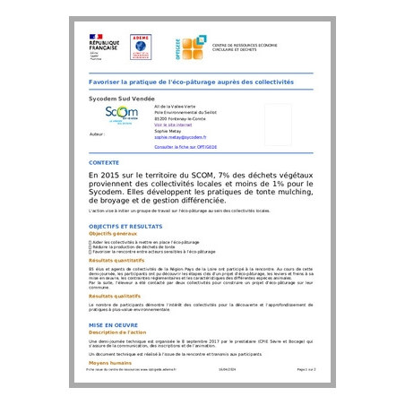 Favoriser la pratique de l'éco-pâturage auprès des collectivités