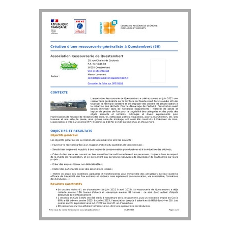 Création d'une ressourcerie généraliste à Questembert (56)