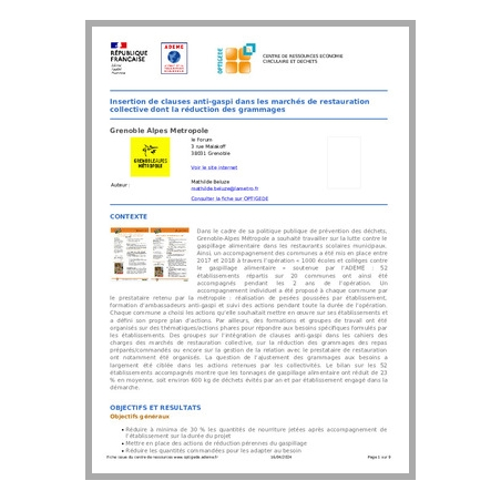 Insertion de clauses anti-gaspi dans les marchés de restauration collective dont la réduction des grammages