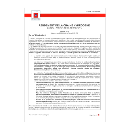 Rendement de la chaîne hydrogène