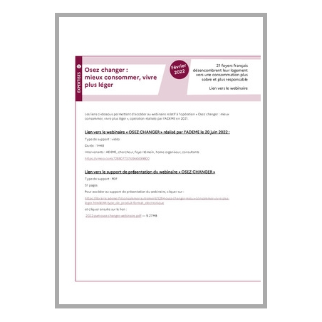 Osez changer : webinaire et présentation des résultats
