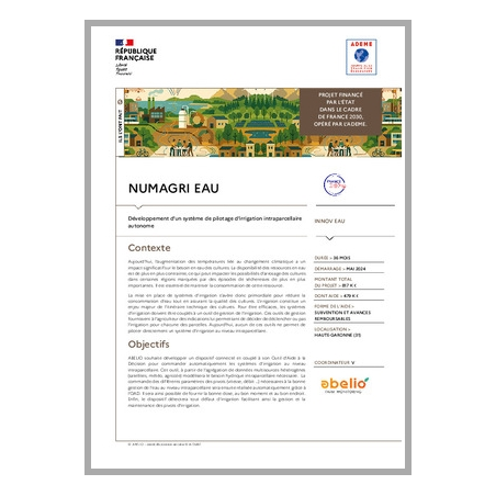 NUMAGRI EAU - Développement d'un système de pilotage d'irrigation intraparcellaire autonome
