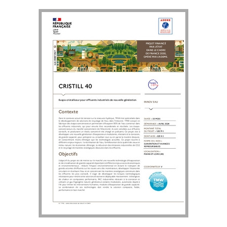 CRISTILL 40 - Evapo-cristalliseur pour effluents industriels de nouvelle génération